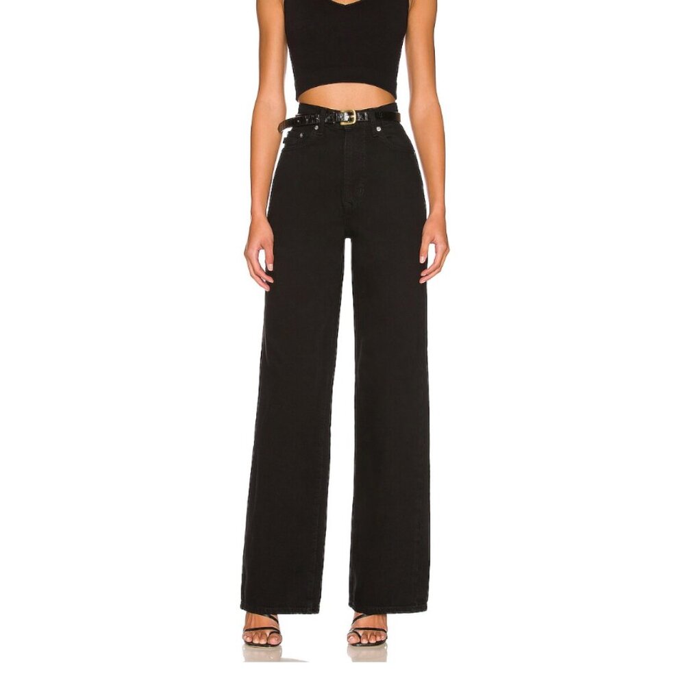 Lovers + Friends Lennon Super High Rise Loose Wide Leg in Serenata Black Size 31
